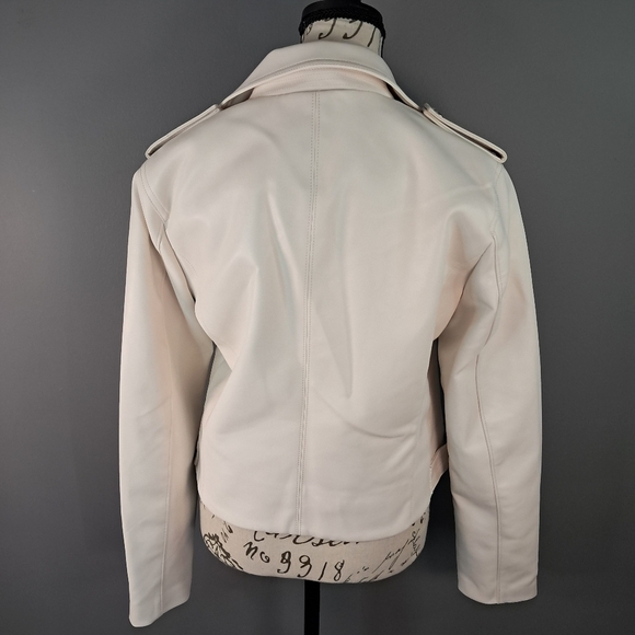 Blank NYC White Vegan Faux Leather Moto Motorcycle Biker Jacket Size XS - Picture 2 of 8